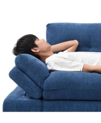 Streamdale Blue Sleeper Sofa Bed with Teddy Chaise