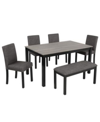 Streamdale 6-Piece Light Grey & Black Dining Set with Bench