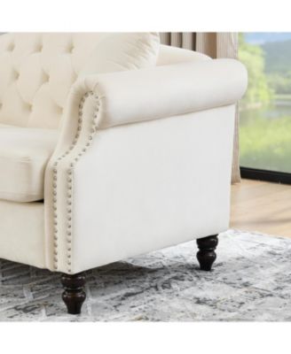 Streamdale Grey Velvet Chesterfield Sofa with Nailhead Trim