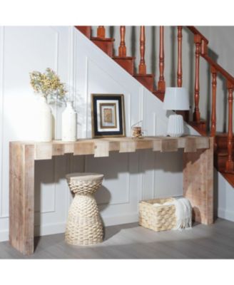 Rustic Modern Manufactured Wood Console Table with Step-Block Design