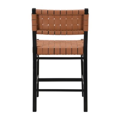 24" Classic PU Counter Stools (Set of 2), Rubberwood Frame