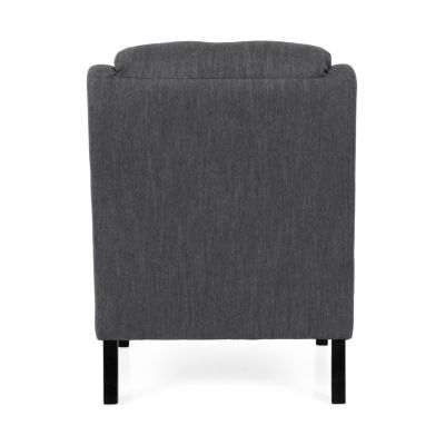 Streamdale 1 Pc. Charcoal Fabric Upholstered Waterfall Back Tapered Rubberwood Leg Contemporary Club Chair