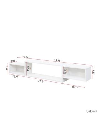 Streamdale 65.35in Wall Mounted Floating TV Stand with 20 Color LEDs and Charging Station