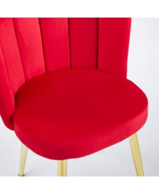 Red Velvet Dining Chair (Set of 2) with Gold Legs