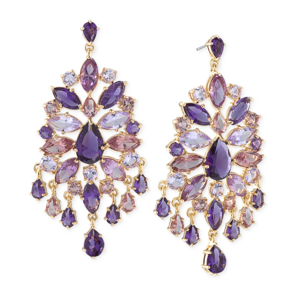 Carolee Gold Tone Purple Large Chandelier Earrings   Jewelry & Watches