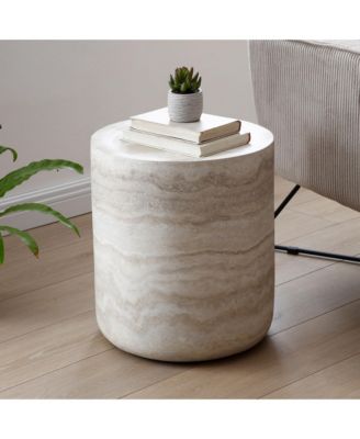 15.74 inch Faux MARS marble Pattern Coffee Tables for Living Room Round Tea table for Living Room, No Need Assembly