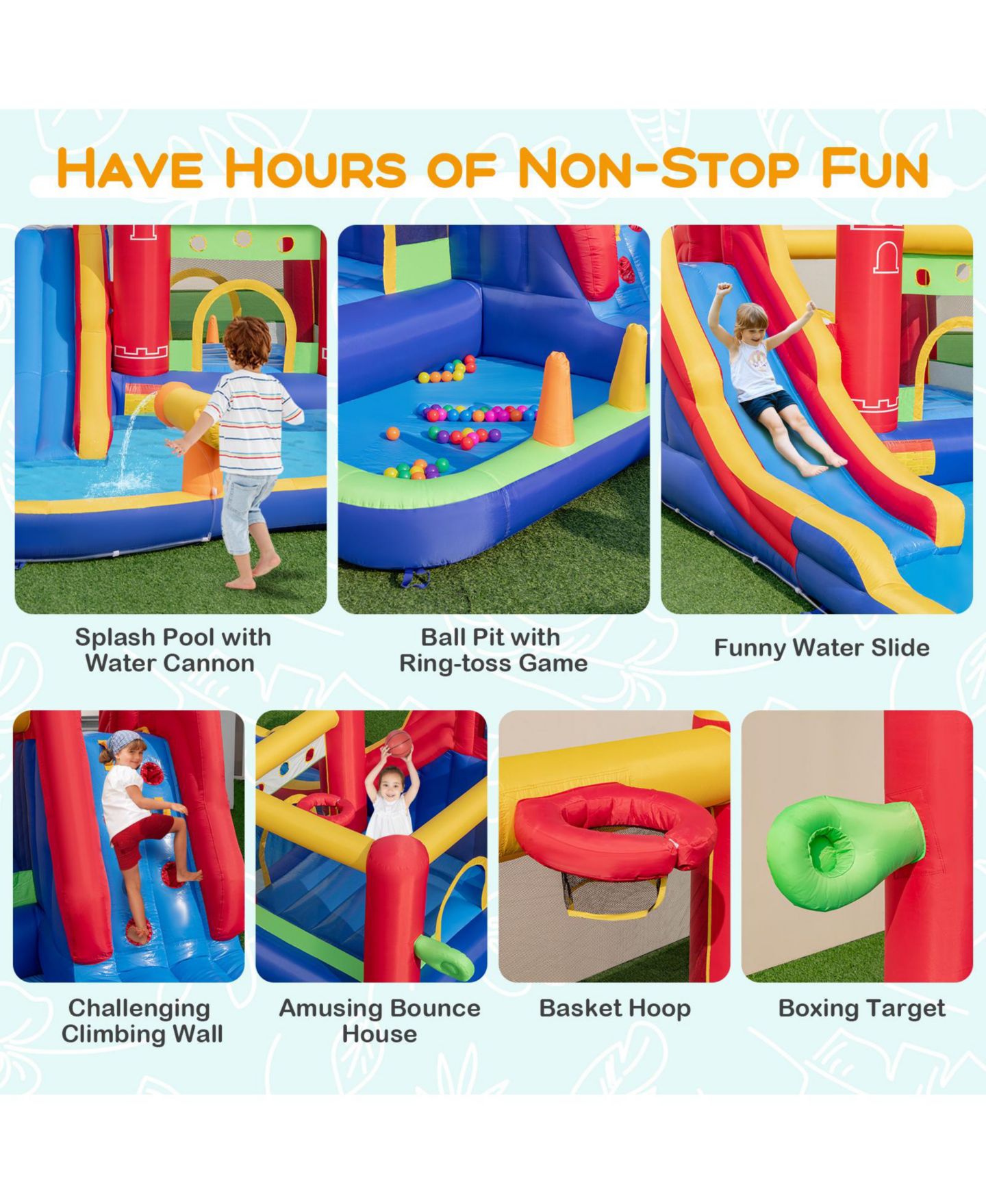 Детская игрушка GOUUN 9-in-1 Inflatable Bounce Castle with Water Slide and Splash Pool, Ages 3+, цвет: Синий — фото 5