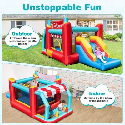 5-in-1 Ice Cream Inflatable Bounce House with Ball Pit and Slide without Blower