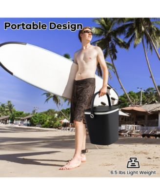 3-in-1 Portable Cooler Bar Table with Bottle Opener and Lift Top Lid for Camping Poolside-Black