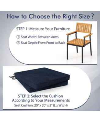 Outdoor Chair Cushion Set of 2 Waterproof Fade-Resistant Olefin Seat Cushions