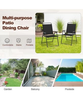 Outdoor Folding Sling Chairs Set of 4 with Armrest and Backrest