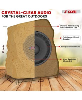 Rock Speaker Outdoor Waterproof Bluetooth Garden Speakers Solar & USB Charging RGB Colors for Patio Pool & Home