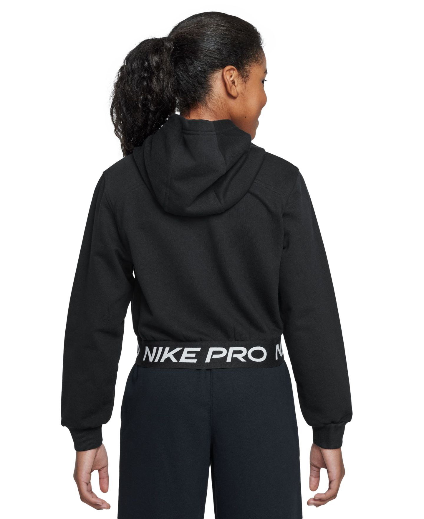 Худи Nike Pro Fleece Dri-FIT Full-Zip для девочек, цвет: Чёрный — фото 3
