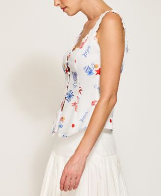 Women's Reeta Square-Neck Top Button-Front Top