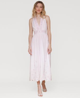 Avec Les Filles - Women's Embroidered Cotton Midi Dress