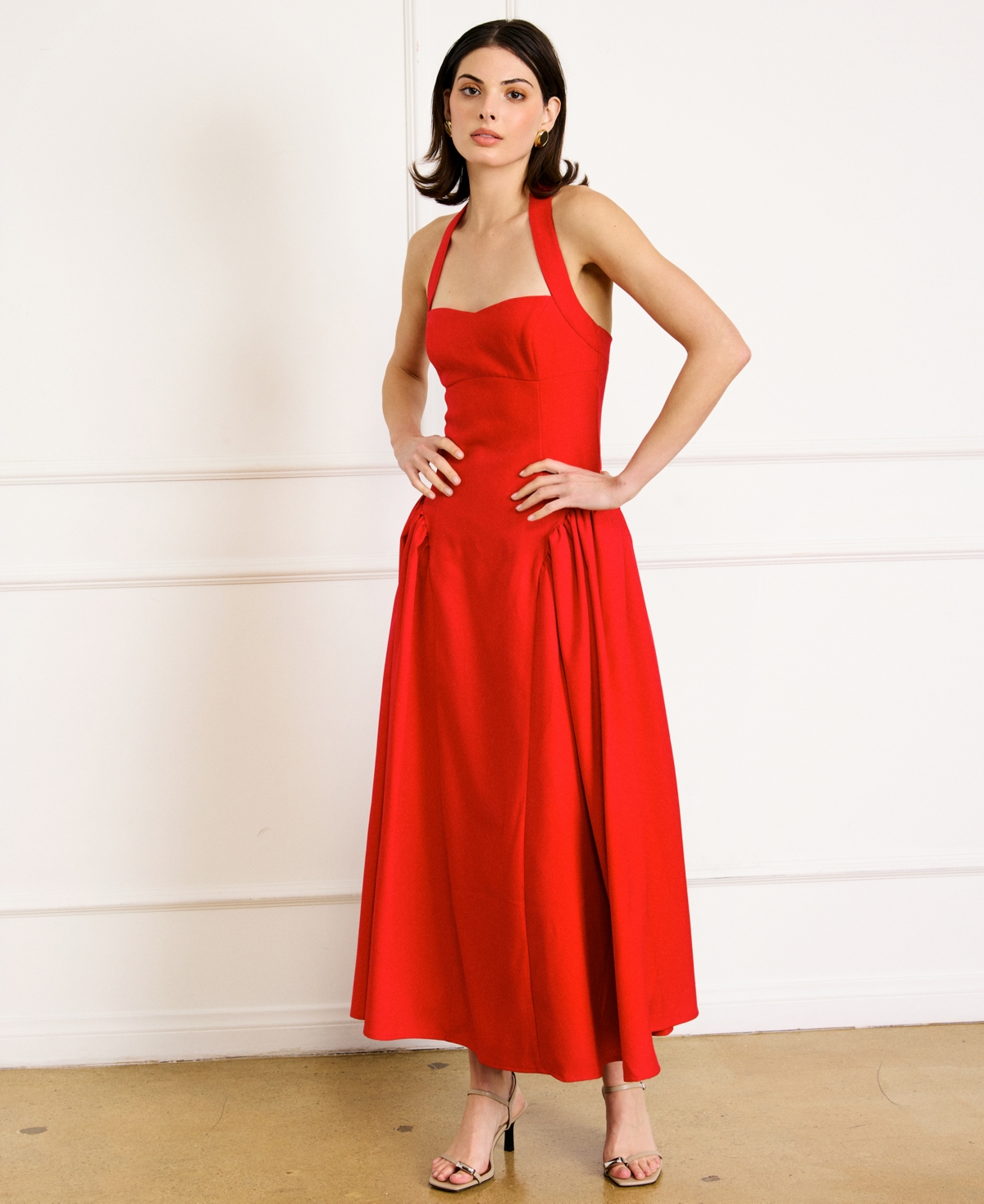 Line & Dot Women's Greta Halter Sleeveless Maxi Dress In Red