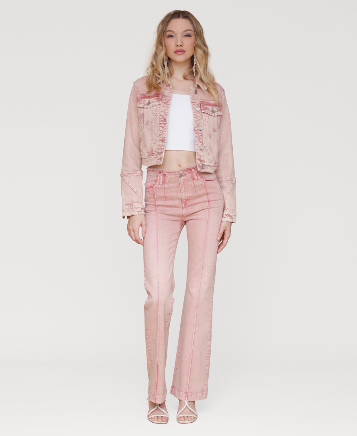 Women's Pintucked Flared Jeans - Strawberry