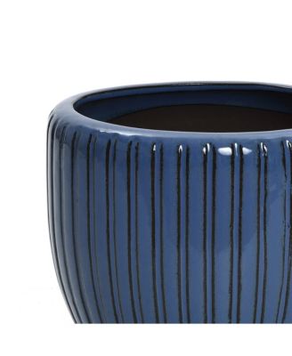 Ribbed Bowl Round Ceramic Decorative Planter Pot