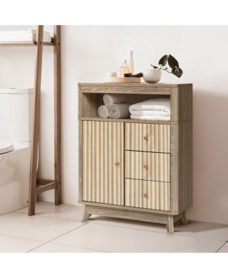 Manufactured Wood Wave-Patterned 3-Drawer 1-Door Bathroom Cabinet