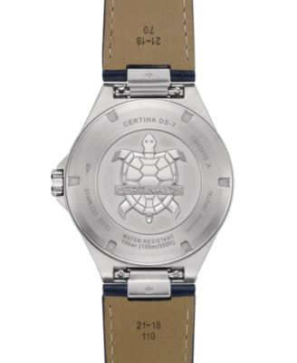 Men's Swiss DS-7 Blue Leather Strap Watch 39mm