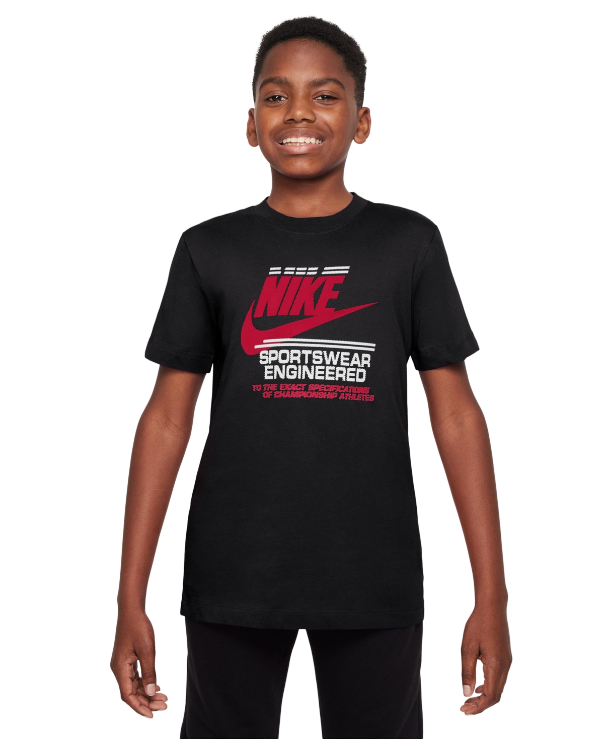 Nike Sportswear Big Boya Cotton Engineered Graphic T-shirt In Black