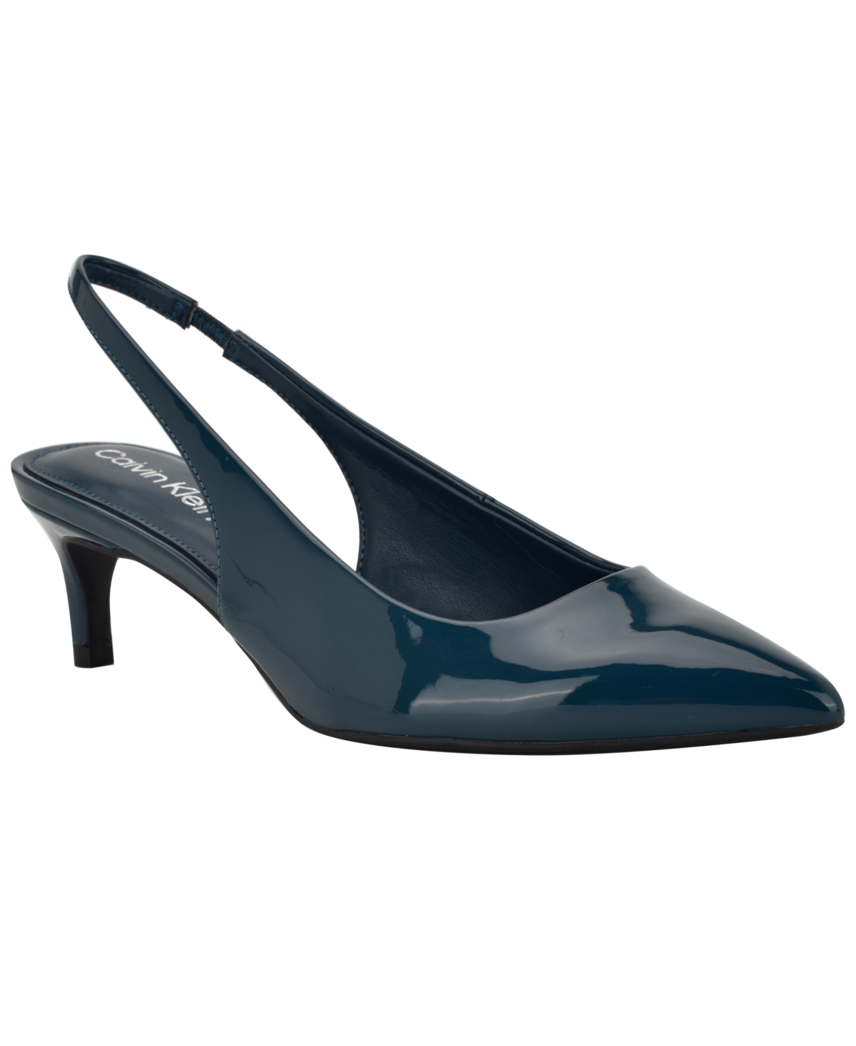 Women's Dainty Slingback Kitten Heel Pumps - Dark Green Patent