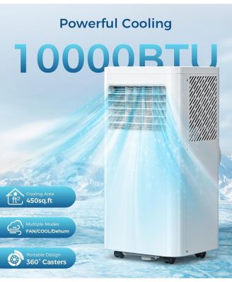 10000 BTU, 3-in-1 Portable AC with Sleep Mode, RC, LED Display, 24H Timer, Cools Up to 450 Sq. Ft., Window Kit, Air Conditioner