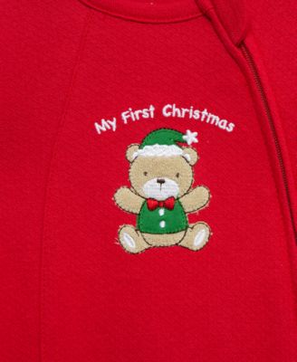 Baby Holiday Bear Cotton Footed Coverall