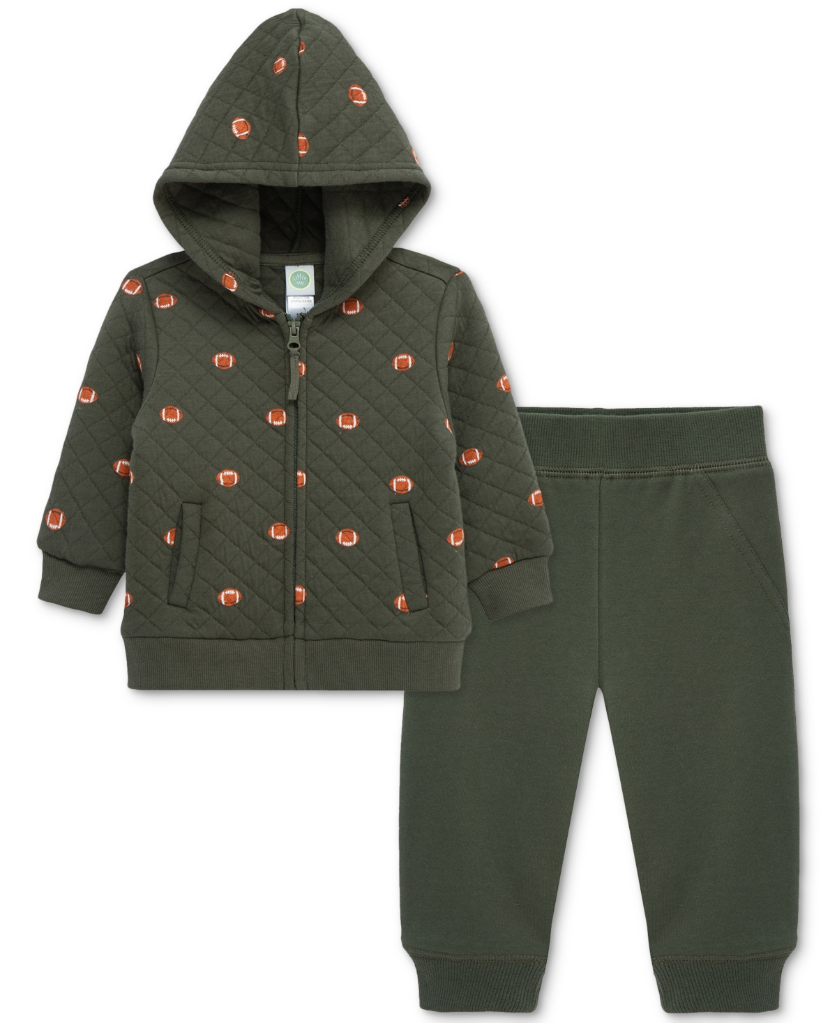Little Me Baby Boys Zip-Up Football Hoodie & Pants, 2 Piece Set