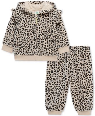Little Me - Baby Girls Zip-Up Leopard Hoodie & Pants, 2 Piece Set