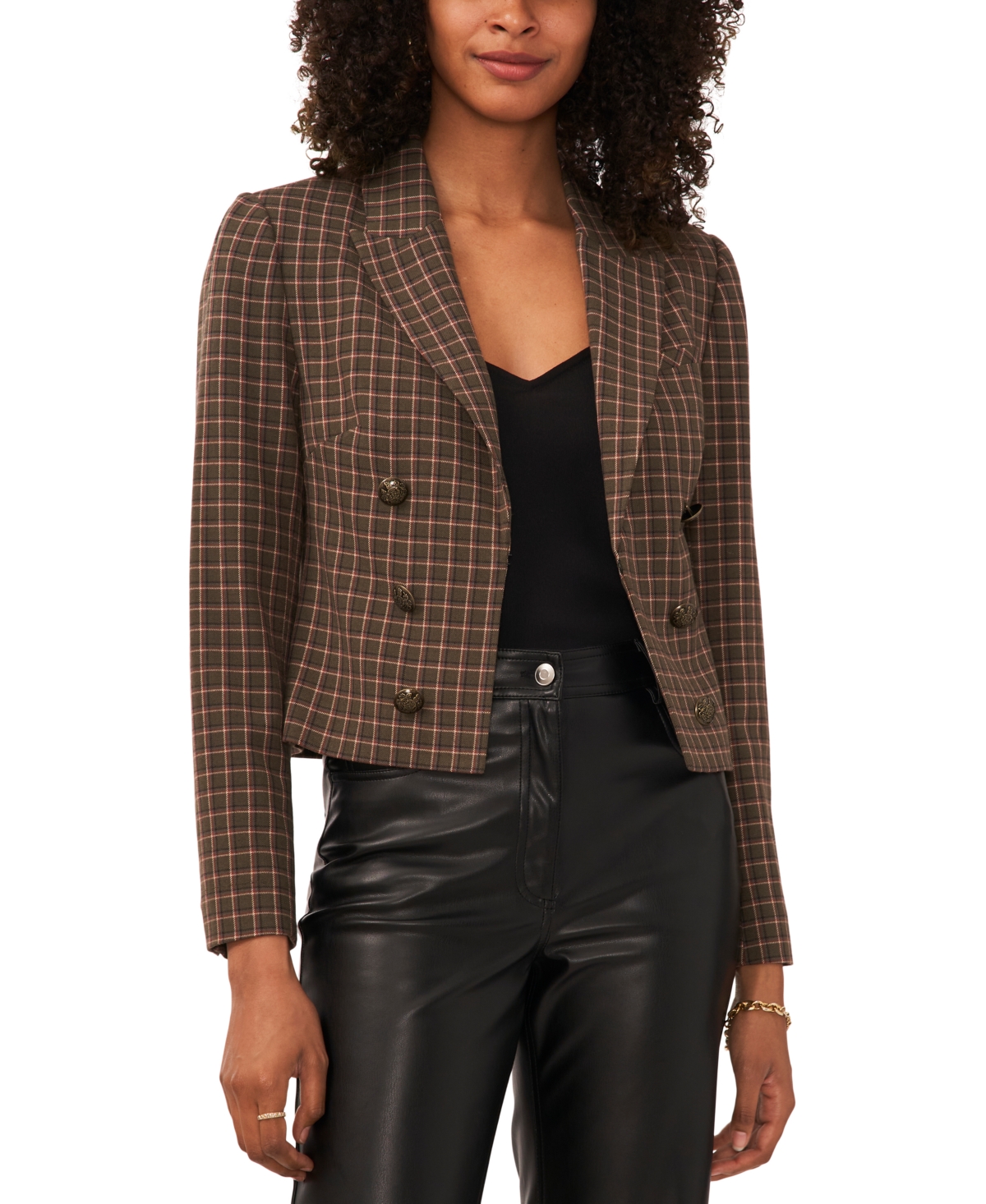 Women's Cropped Open-Front Blazer - Lt Olive