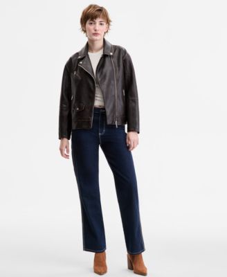 Women's Faux-Leather Moto Jacket