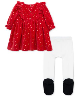 Baby Girls Shiny Stars Dress & Footed Tights, 2 Piece Set