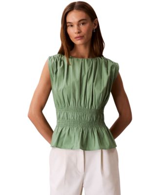 Calvin Klein Jeans - Women's Ruched Cotton Poplin Top