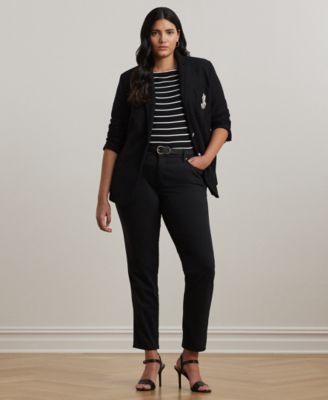 Plus Size Striped Cotton Boatneck T-Shirt 