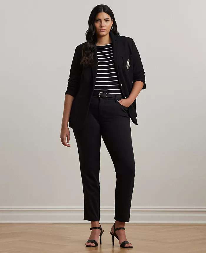 Plus Size Striped Cotton Boatneck T-Shirt - thumbnail 7