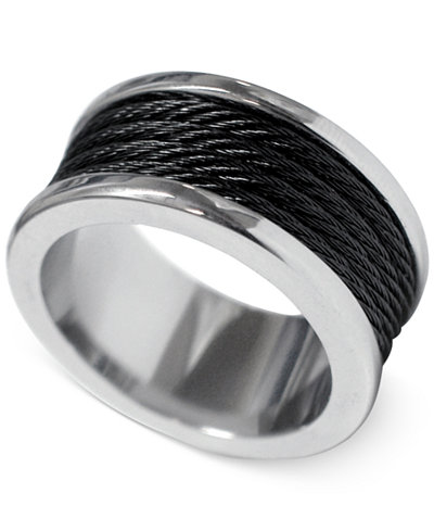 CHARRIOL Unisex Black and Silver-Tone Cable Ring