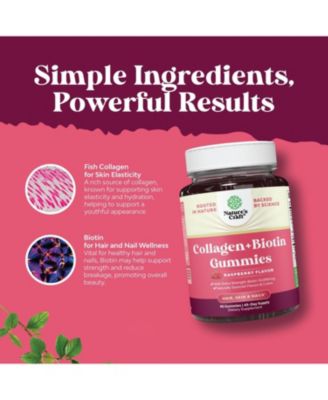 Collagen + Biotin Gummies | Extra Strength Biotin Collagen Supplement | for Hair, Skin, & Nails for Women | Raspberry Flavor | 90ct