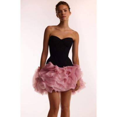 Women's Danceable mini skirt with ruched flower appliques