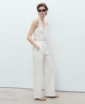 Women's Bows Detail Embroidered Cotton Vest