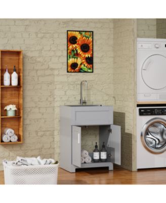 24" Bathroom Vanity Cabinet with Stainless Steel Sink