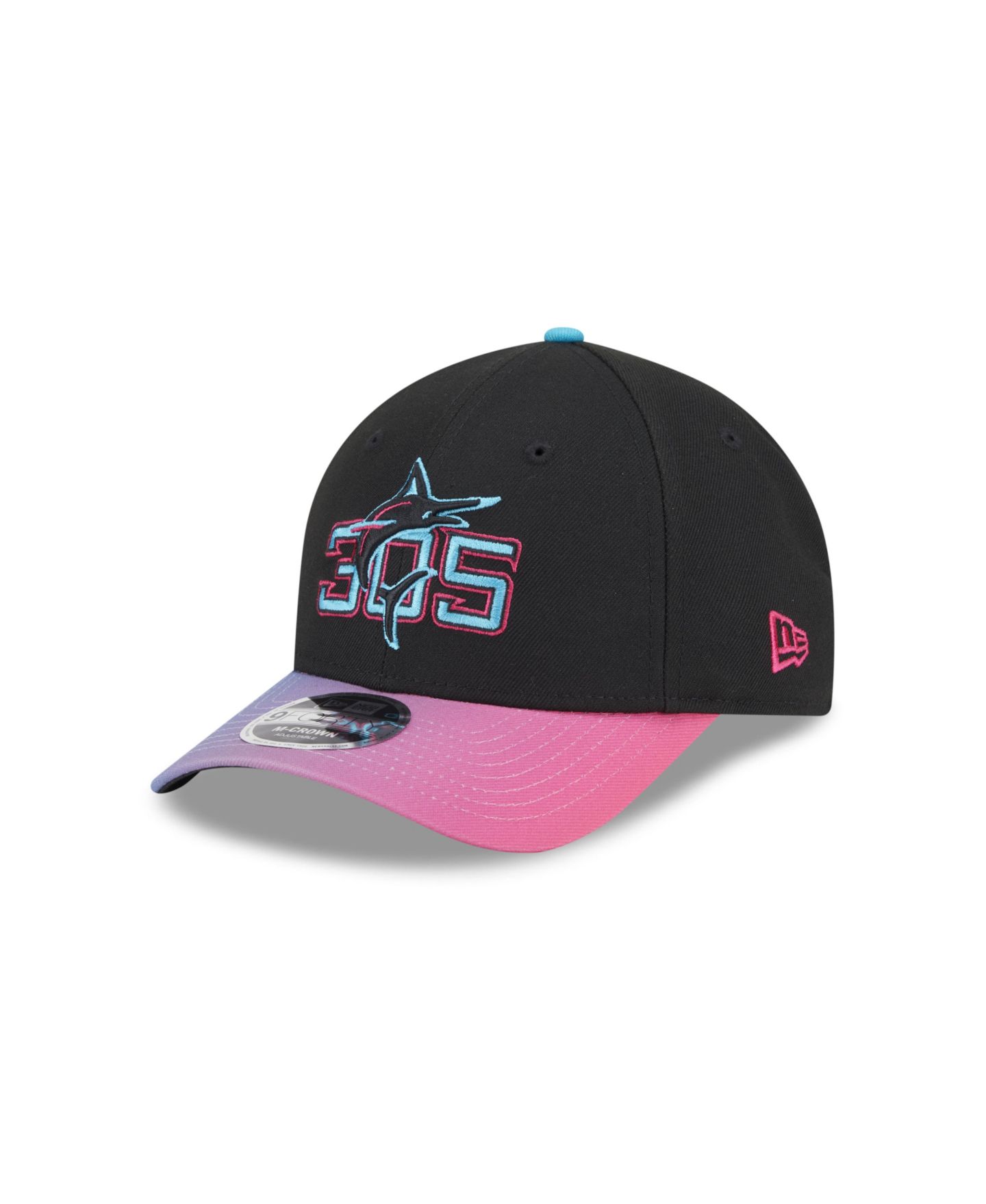 Мужская кепка New Era Black Miami Marlins 2025 City Connect 9FORTY M-Crown Adjustable Hat — фото 1