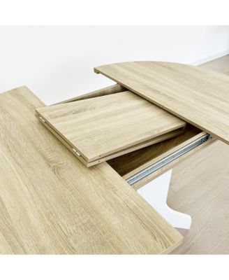 59" Expandable Farmhouse Upholstered Dining Table