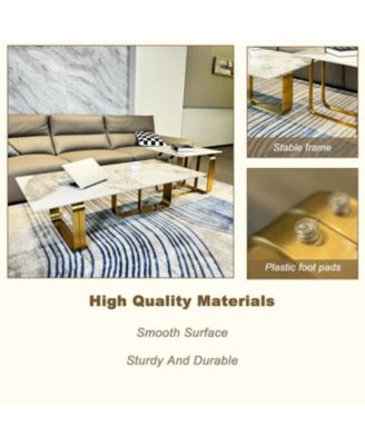 Streamdale Rectangular End Table with Sintered Stone Top, Metal Frame for Living Room