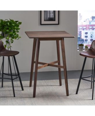 Streamdale Modern Bar Height 42" Dining Table, Rubberwood Legs and Laminate Table Top, Walnut Finish, Black