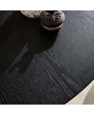 47.24" Round Modern Style MDF Wood Dining Table in Black Suitable for Kitchen, Living Room, Cafe, Milk Tea Shop