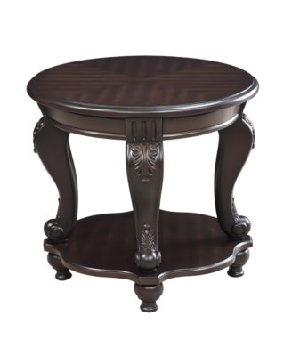 Streamdale 22" Two Tone Round End Table,Solid Wood Sofa Side Table with Shelf,Living Room Corner Table Easy Assemble, Espresso