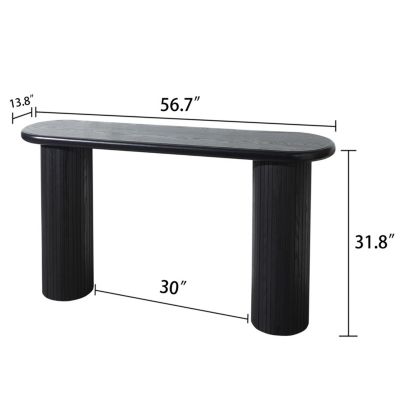 Streamdale Black Fluted Console Table - 56" Entryway/Sofa Table for Living Room