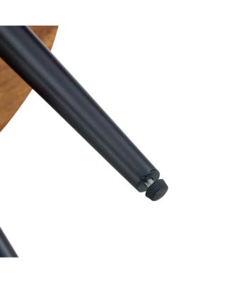 Natural Wood Round Coffee Table - 23.6" Diameter, Black Metal Leg