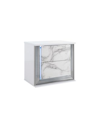 2-Drawer Lighted Nightstand – Modern Bedside Table with LED Lights and Storage